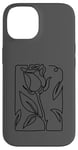 Coque pour iPhone 14 Rose noire abstraite dessin minimaliste Line Art