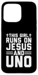 Coque pour iPhone 15 Pro Max Cette fille court sur Jesus and Uno, jeu de cartes chrétien amusant