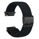 WOCCI 24mm Bracelet Montre en Nylon Tressé pour Homme et Femme, Réglable Boucle Noire (Noir)