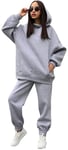 Forêtîle Survêtement Femme Gris Jogging Femmes Sport Ensemble Sweat à Capuche Décontracté Pyjama D'Intérieur Tenue Minimaliste Casual Manches Longues Pantalon Confortable (M)