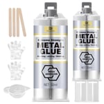 Colle Epoxy Metal - 100ml Colle Epoxy Métallique Bi-composant pour Métal, Colle Soudure a Froid Metal Extra Forte, Adhésif Epoxy Colle Ultra Résistante pour Métaux, Inox, Aluminium