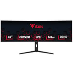 iTek Moniteur GGC - 49", écran incurvé R3800, résolution DQHD 5120x1440 UltraWide, Panneau IPS, 144Hz, 32:9, 1ms, connexions HDMI, DP et Type-C, Ajustement Has, HDR400, synchronisation adaptative