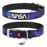 WAUDOG Hundhalsband Läder med Smart ID Bricka NASA (M)