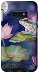 Coque pour Galaxy S10e Grenouille assise sur un tapis de lys fleur lotus lune nuit