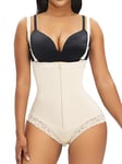 YIANNA Body Sculptant Femme Gainant Gaine Ventre Plat Amincissante Invisible Combinaison String Shapewear Fajas Colombianas Beige 2XL 7273