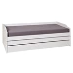 Lit banquette contemporain en pin massif Ingenio Blanc 90x190 LOTAR blanc : lit