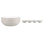 Denby 375044444 Natural Canvas Pasta Bowl Set, Cream, Set of 4, 22 x 22 x 5 cm & 375048907 Natural Canvas Cereal Bowl Set, Cream, Set of 4, 15.5 x 15.5 x 6 cm