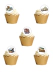 Cake Toppers BOOKS Themed 24 Pre-Cut 4cm Edible Wafer Paper Cupcake Decorations