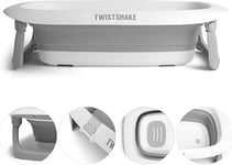 Twistshake Baignoire Pliable Légere et Compacte pour le Bain du Nouveau Bébé, Antidérapante et Confort, Pliable Ultra Compacte, 0 Mois+, Contenance: 30L, Gris/Blanc