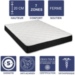 Matelas Latex 80 Kg/m3 + Aertech+ 35 Kg/m3 70x190 x 20 cm Ferme 7 Zones de Confort - Trés Respirant