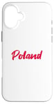 Coque pour iPhone 16 Plus Lettres Word Pologne dans une belle police rouge