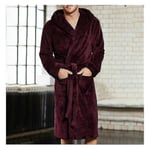 Snuggaroo Herr Mjuk Fleece Långärmad Huva Lounge Badrock Morgonrock Red wine M