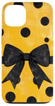 Coque pour iPhone 13 Jaune Art Déco Polka Dots Hunting Girl Camo Noeud Noir