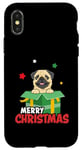 Coque pour iPhone X/XS Carlin de Noël mignon Design pour les amoureux des chiens