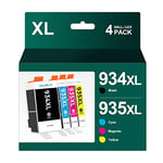 HALLOLUX 4 Packs 934XL 935XL High Yield Compatible Ink Cartridges, Black/Cyan/Magenta/Yellow, Multipack for HP 934 XL 935 XL OfficeJet Pro 6230 6830 6835 OfficeJet 6812 6815 6820 printer