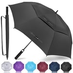 ZOMAKE Grand Parapluie Golf Homme Femme,100CM Parapluie Solide Résistant,Parapluie anti Tempete et Résistant pour 2 à 3 Personne(Noir)