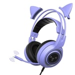 pc gaming headset SFBBBO Gaming Headset with Mic G951S Purple Stereo for PS4 PC Phone Detachable Cat Ear Headphone 3.5MM Noise Reduction Women Gift G951sPurple