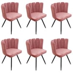 CHARLOTTE - Lot de 6 Chaises Velours Rose