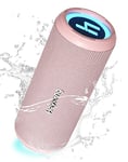 HEYSONG Bluetooth Speaker, Waterproof Portable Wireless Bluetooth Speakers With Led Light, 20W Loud Sound, TF Card, USB Playback, Pool Accessories for Kayak, Outdoor, Camping, Gifts for Women-Pink