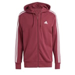 adidas Essentials Sweat-Shirt à Capuche French Terry 3 Bandes Full-Zip pour Homme Rouge Shadow Red Taille 3XL