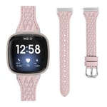 Klokkerem i ekte skinn for Fitbit Versa 4 Rosa