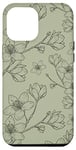 Coque pour iPhone 12 Pro Max Fleurs de cerisier Boho Blossom sur vert sauge