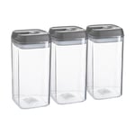 3x Flip Lock Plastic Food Storage Containers Kitchen Food Canister 1.2 Litre