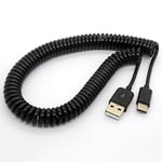 HTGuoji USB Type C Cable Coiled Spring Spiral Type-C Male to USB 2.0 A Male Extension Cord Data Sync Charger Lead for Nexus Macbook Google Chromebook Nokia N1 Tablet PC/Letv Smart Phone (3 Meter)