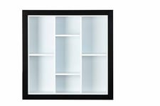 Inter Link - Vitrine - Vitrine murale - Coffret de présentation - Vitrine de collection - Vitrine sans verre - Etagère murale - 7 compartiments - Collector - Septem - MDF Noir/Blanc - 66,5 x 13,7 x 66,5 cm