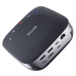 SOOMFON Haut-Parleur pour Conférence, USB-C Enceinte PC avec AI Filtrage et Réduction du Bruit, Micro PC et 6-en-1 Station d'accueil, 4 Micros 360° à 5m, Speakerphone pour Conférence Zoom/Skype/Teams