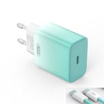 XO USB-C-laddare PD 30W med USB-C-kabel - Blå/Vit