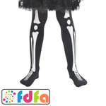 Smiffys Skeleton Tights Black Halloween Childs Fancy Dress Costume Accessory New