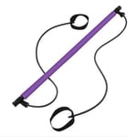 Bodybuilding Yoga Pilates Stick with Foot Loop Core Strength Fitness Gym Resistance Band Bar Kit Ideal for Home Total Body Workout, Gym, Weighlifting (purple)