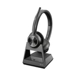 Poly Savi 7320 - Savi 7300 series - Headset - On-Ear - DECT - Wireless - Active Noise Reduction - USB-A via DECT Adapter - Black - Certified for Microsoft Teams, UC Certified