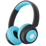 iClever BTH22 Kids Bluetooth Headphones, 60H Play Time, 74/85 dBA Safe Volume, Bluetooth 5.4, USB C, Over Ear Kids Headphones Wireless with Mic AUX Cord for iPad/Tablet/Travel/School, Black & Blue