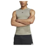 adidas Men's Techfit Compression Training Sleeveless T-Shirt, Silver Pebble, XXL Tall