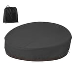 Patio Daybed Cover Round Waterproof Rattan Daybed Cover Dustproof 210D Oxford Fabric Garden Furniture Covers for Rattan Day Bed Sofa with Storage Bag 228x83cm (Black)