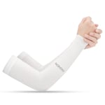 Solskyddande ärmar Solskydd Herr Dam Junior Fotboll, Golf, Volleyboll 2 Par 【Fingerless】Vit