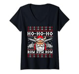 Womens Viking christmas ugly xmas sweater jumper ho-ho-ho rowrowrow V-Neck T-Shirt