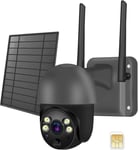 4G Lte Camera Surveillance Exterieur Sans Fil,2K Hd Solaire Batterie 4G Camera Avec Carte Sim,Camera De Surveillance Sans Wifi,Vision Nocturne,Detection De Mouvement,Conversation Bidirectionnelle