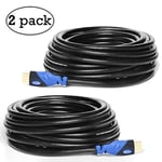 Multi Cable Câble HDMI a Haute Performance avec Ethernet 1.4a Pack de 2"- Soutien 3D 4K & Chaine Audio Retour (ARC) 1080p 28 AWG - Haute Définitions