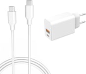 30W Rapide Chargeur pour iPad Pro M4, iPad Air M2 2024, iPad Pro 13"" / 12,9"" / 11 Pouces. iPad Mini 6, iPad 10¿ Génération 1,8 Meter Câble et Prise Alimentation Adaptateur