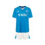 SSC NAPOLI Ensemble de Course Junior Home, EA7 Produit Officiel, Maillot et Short Réplique Football Enfants 2024/2025-8 Ans