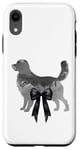 Coque pour iPhone XR Nœud en ruban noir esthétique pour femme Aquarelle Golden Retriever