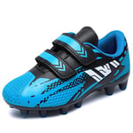 VRPKee Crampon Foot Enfant Spike Crampons pour Garçon Filles Respirantes Unisexe Chaussures D'entraînement Enfants Sport Football Antidérapant Noir Bleu