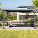 PRIMEYARD 3x4m Pergola, Lamelltak, Pärlgrå - (400107)