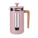 La Cafetière Pisa Cafetière 8 tasses/1 L, verre borosilicate résistant à la chaleur et acier inoxydable avec piston facile à saisir, grande cafetière à piston pour thé en vrac et café moulu, rose