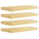 eSituro Étagère Murale, Lot de 4,Étagère Flottante, Tablette Murale, Décoration Murale, Étagère Rangement en Bois Massif, Support Invisible, 60x19x3,5cm