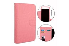 PH26 Coque et étui téléphone mobile Etui housse folio pour samsung galaxy a20e format portefeuille éco-cuir - double clapet intérieur porte cartes fermeture magnétique rose