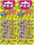 2x PEZ Refills (Pack Of 6) Sour Mix Flavor Sweets For PEZ Dispenser (12 Refills)